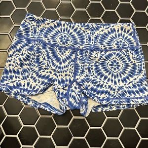 Blue and white savage barbell work out CrossFit shorts